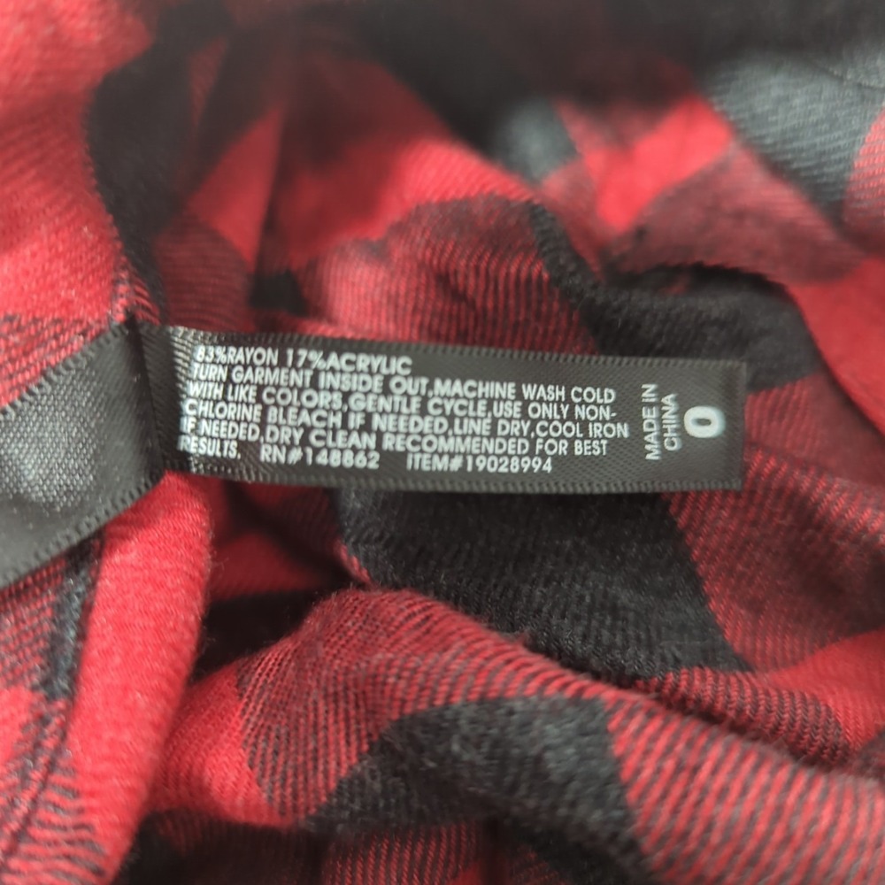Torrid Womens Size 0(12) Black Red flannel buffalo plaid cropped sleep shirt 121 - Picture 6 of 8